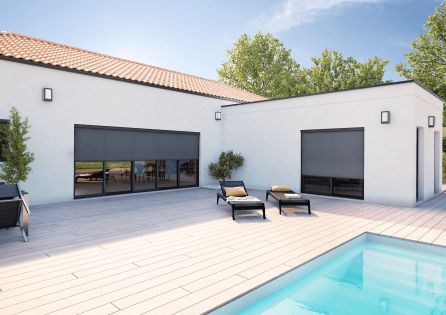 Store zip moderne, baie vitrée coulissante lumineuse